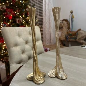 Vintage Cast Metal Cascade Candlestick Holders Set Lot Of 2 Figi Graphics 1995